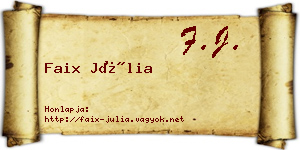 Faix Júlia névjegykártya